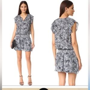 PARKER Dean Floral Silk Back /White Mini Dress X Small